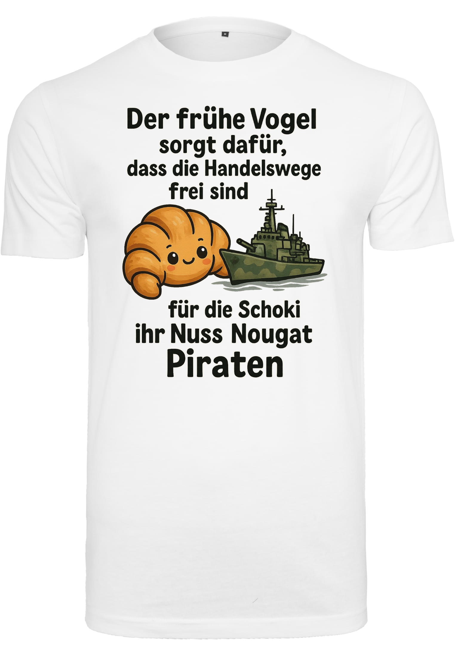 TikTok Trend Shirt – Croissant & Kriegsschiff | Nuss-Nougat-Piraten Motiv