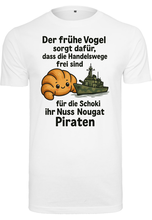 TikTok Trend Shirt – Croissant & Kriegsschiff | Nuss-Nougat-Piraten Motiv